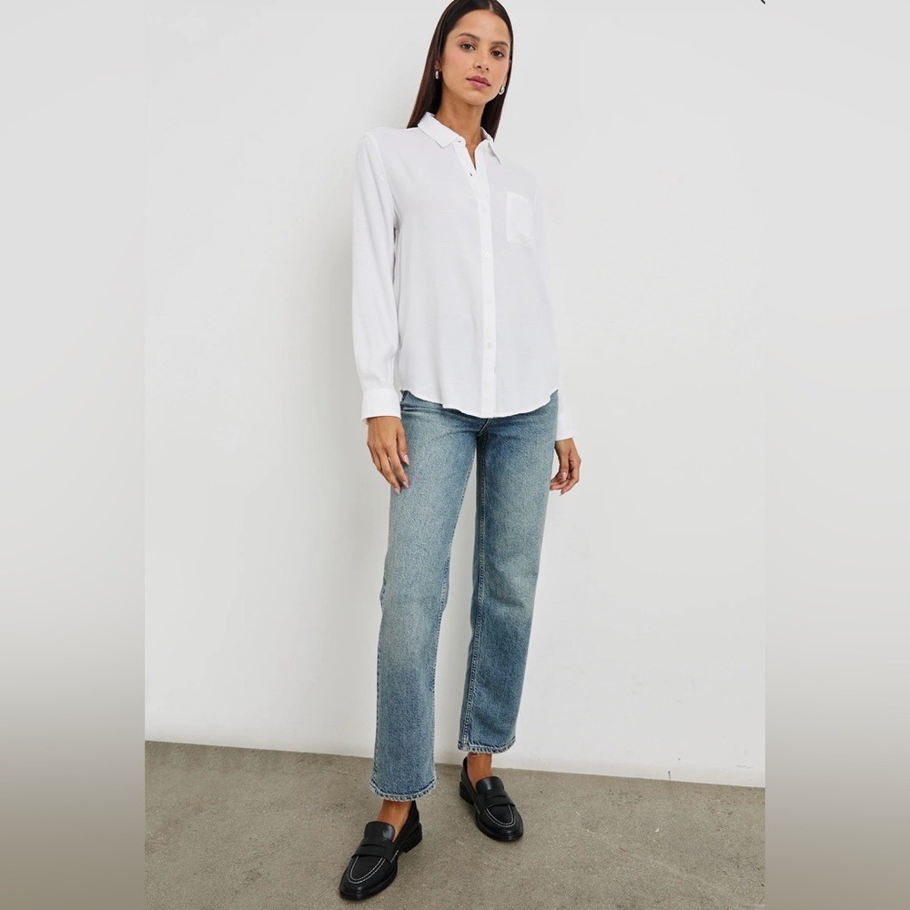 RAILS Twill Rayon Hunter Long Sleeve Button Down Shirt in Ivory Check Size Small - Picture 2 of 12